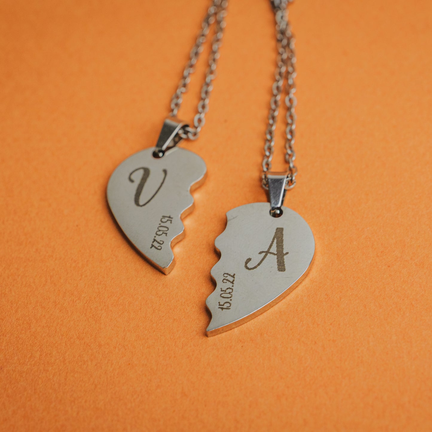 Pendentifs Cœur Duo Personnalisables – Initiales & Date