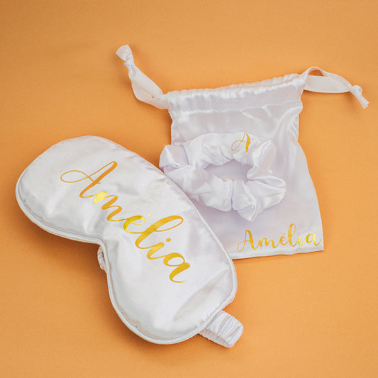 Ensemble Masque de Nuit & Chouchou Satiné Personnalisé – Coffret Bien-Être