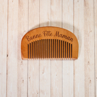 Peigne de Sac en Bois Personnalisé – Cadeau Fête des Mères