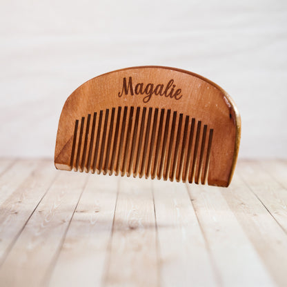 Peigne de Sac en Bois Personnalisé – Cadeau Fête des Mères