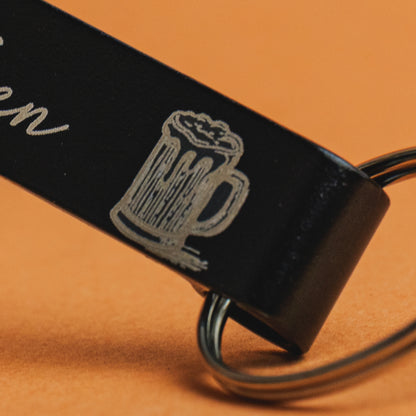 Porte-clé Décapsuleur en Métal Personnalisé – Acier Noir