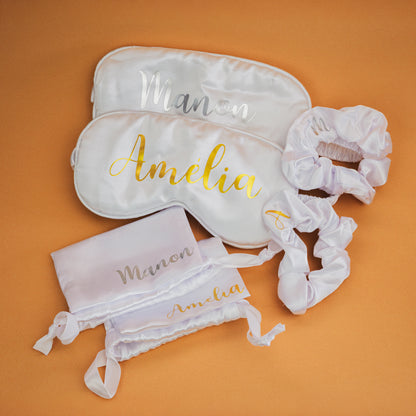 Ensemble Masque de Nuit & Chouchou Satiné Personnalisé – Coffret Bien-Être